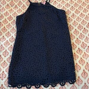Lilly Pulitzer Navy Laser-Cut Halter Camisole